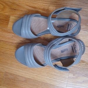 CLARKS Leather Platform Sandals